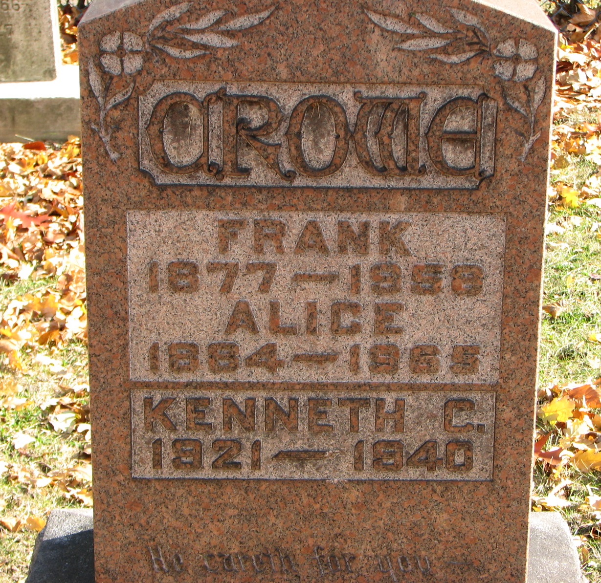 Robert Crouchman 1869-1918 Lot 66 Lot 66 Grave E of Centre
