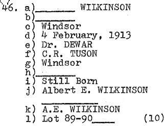 Wilkinson (baby) 1913 Lot 89-90