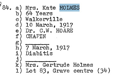 Mrs Kate HOLMES 1853-1917_Lot 83-Grave Centre