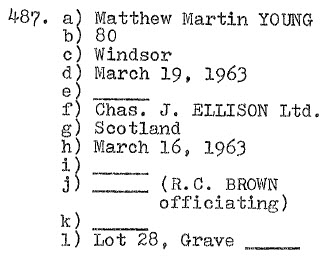Matthew Martin Young 1886-1963 Lot 28 (Scotland) Sect D row 6