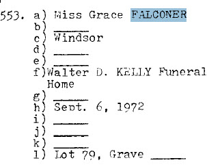 James E Falconer 1857-1919 Lot 79 Grave 1 West