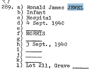Ronald James JEWEL 1940_Lot 211