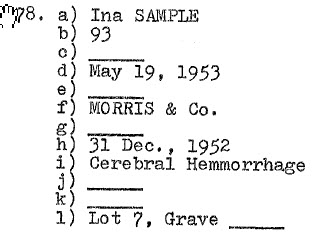 Ina (Ida) Sample 1859-1952 lot 7 Sect B row 3