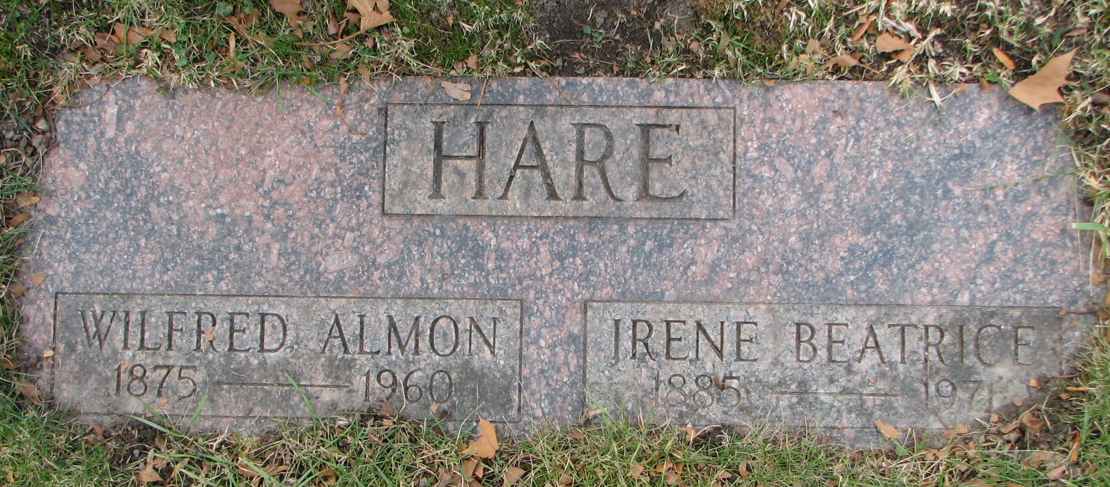 HARE-Wilfred-Almon-1875-1960_Irene-Beatrice 1885-1971 SMACW Cemetery