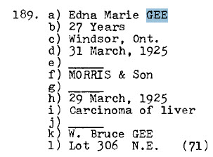 Edna Marie GEE 198-1925 Lot 306 NE_Sect D Row 7