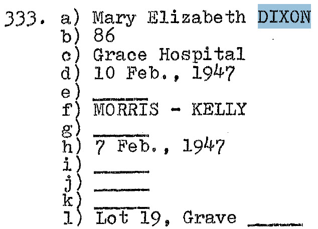 Mary Elizabeth Wright-Dixon 1861-1947 Lot 19 Sect D Row 9