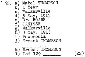 Mabel Thompson (baby) 1913 lot 129 (Ernest Thompson)