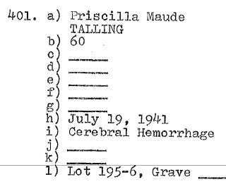 Priscilla Maude Talling 1881-1941 Lot 195-6 _ Row 6