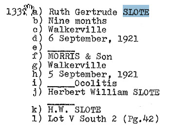 Ruth Gertrude SLOTE 1921 Lot V South 2