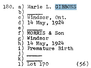 Marie L GIBBONS 1924 Lot 170