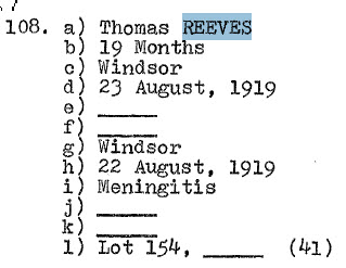 Thomas Reeves 1917-1919 Lot 154