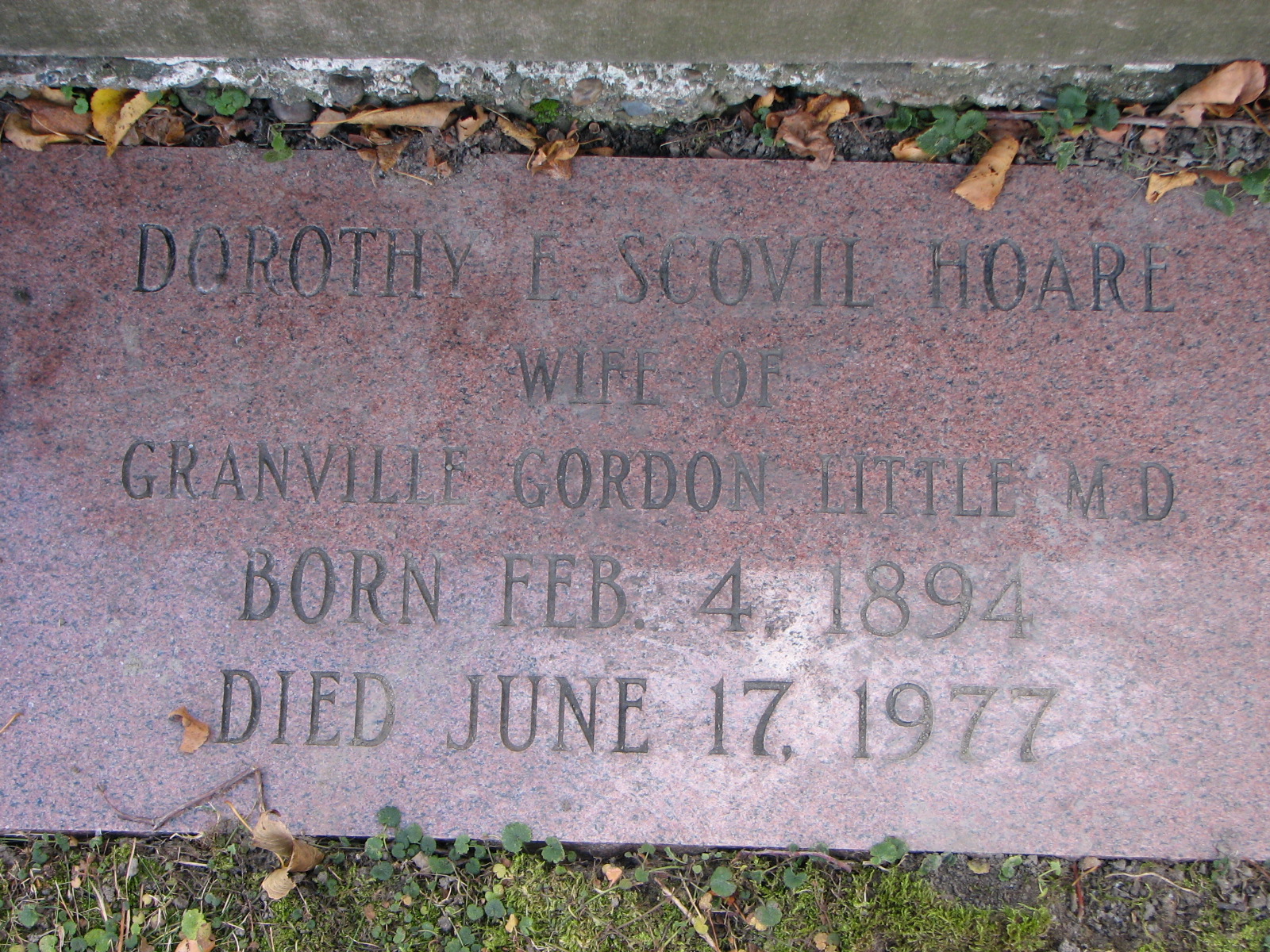 Dorothy E. SCOVIL-HOARE 1897-1977 Spouse Granville Little M.D.