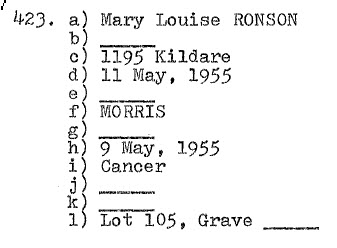Mary Louise Ronson 1955 Lot 105