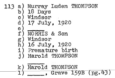 Murray Luden Thompson 1920 Grave 159B (Harold Thompson)