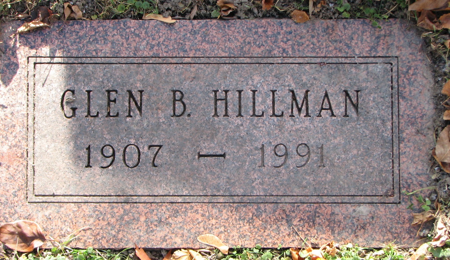 Glen B. HILLMAN 1907-1991 Sect D Row 5