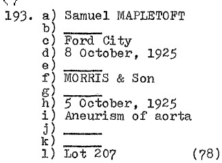 Samuel Mapletoft 1925 Lot 207