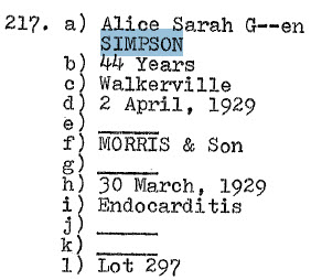 Alice Sarah G--en SIMPSON 1885-1929 Lot 297