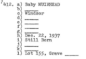 MUIRHEAD (Baby) 1937 Lot 155