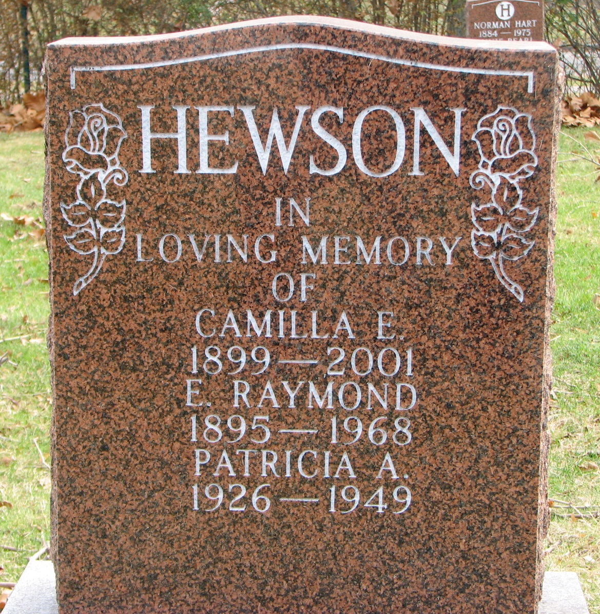 HEWSON-Camilla E.-1899-2001_E.Raymond-1895-1968_Patricia A.-1926-1949