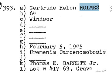Gertrude Helen HOLMES 1881-1945_Lot W 41 63, Grave