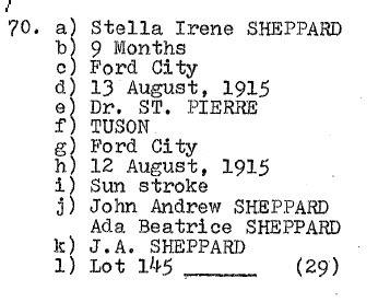 Stella Irene SHEPPARD (baby) 1915 _ lot 145