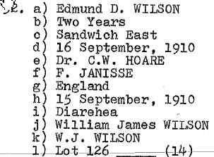 Edmund D. Wilson 1910 (baby) lot 126 (William James Wilson)