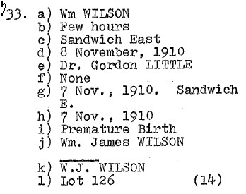Wm Wilson 1910 (baby) Lot 126  Wm James Wilson