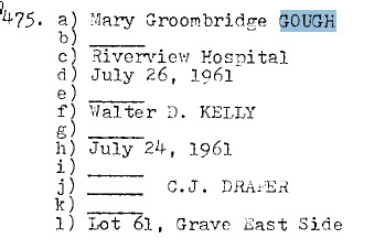 Mary Groombridge COUGH 1961_Lot 61-Grave East side