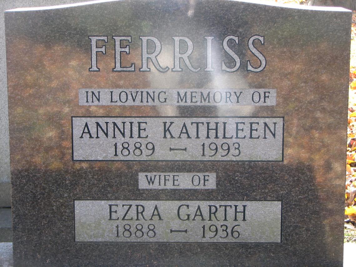 Annie Kathleen 1889-1993_ Ezra Garth 1888-1936 FERRIS