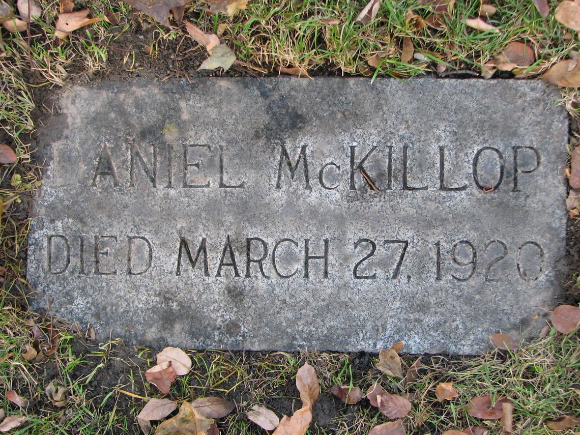 Daniel McKillop 1861-1920 Lot CIV Grave North