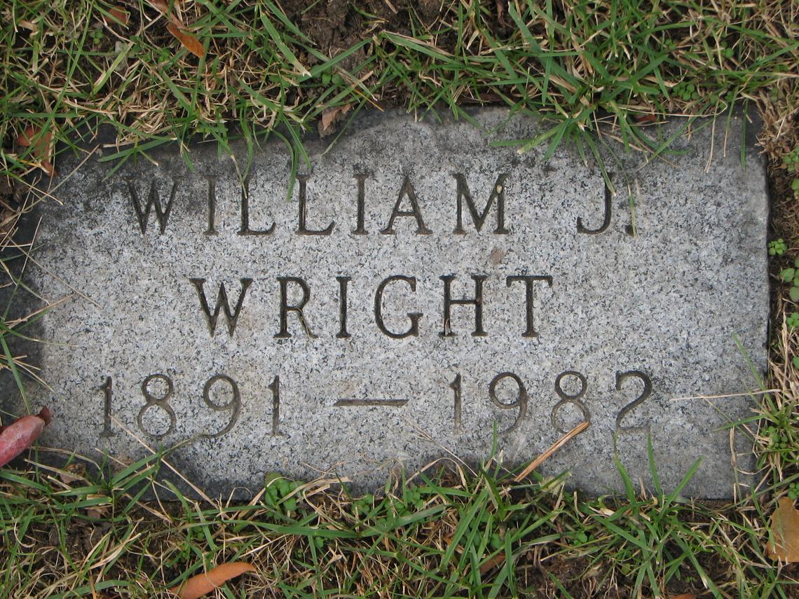 William J. Wright 1891-1982 Lot E _ S.E. Corner (Emily Stodgell - Wright)