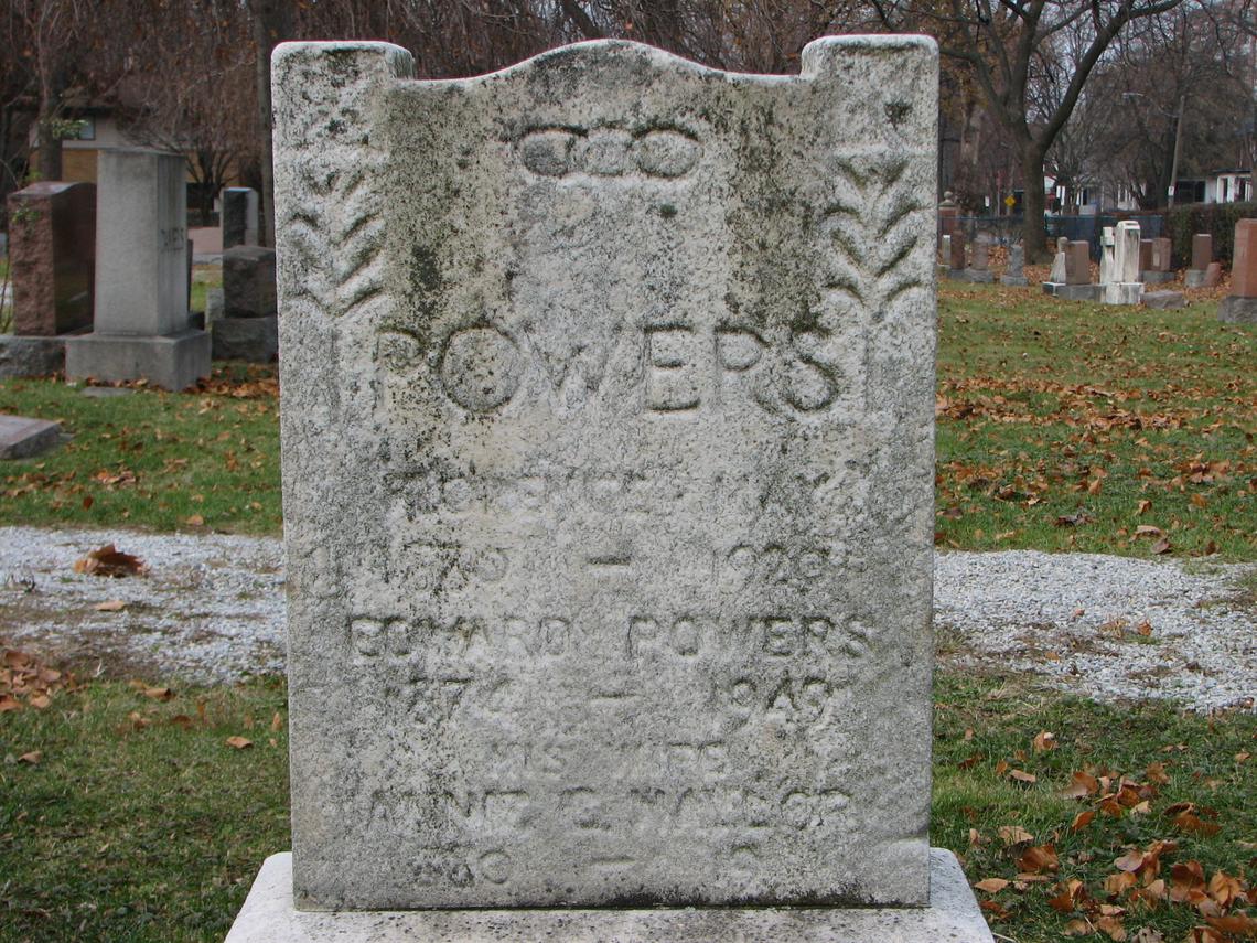 POWERS Florence May 1870-1920 _ Edwad 1870-1949 _ his wife Anne E. Naylor 1880-19-- Sect E Row 1