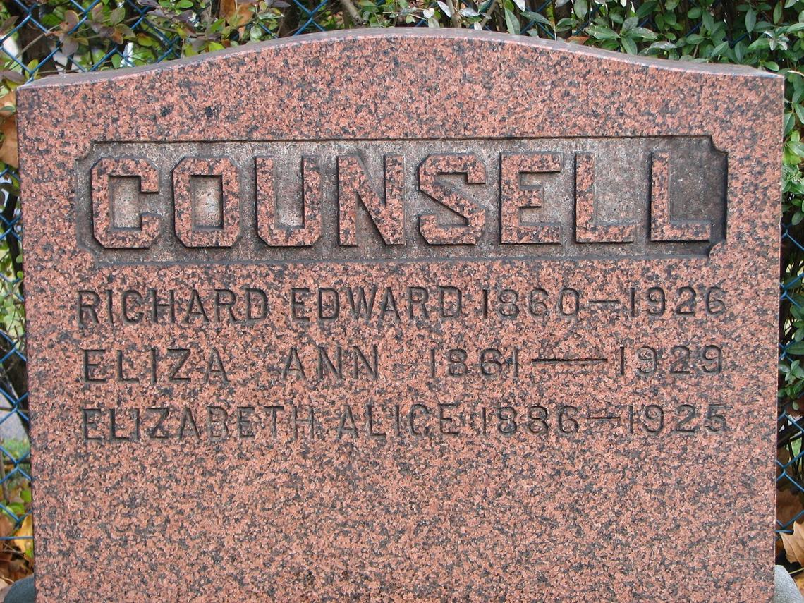 Richard Counsell 1860-1926_ Eliza 18611929_ Elizabeth 1886-1925