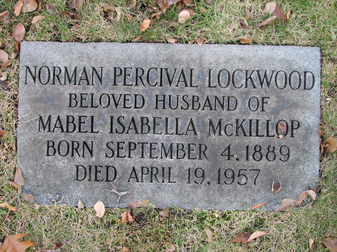 Norman Percival Lockwood 1889-1957 Sect D row 9