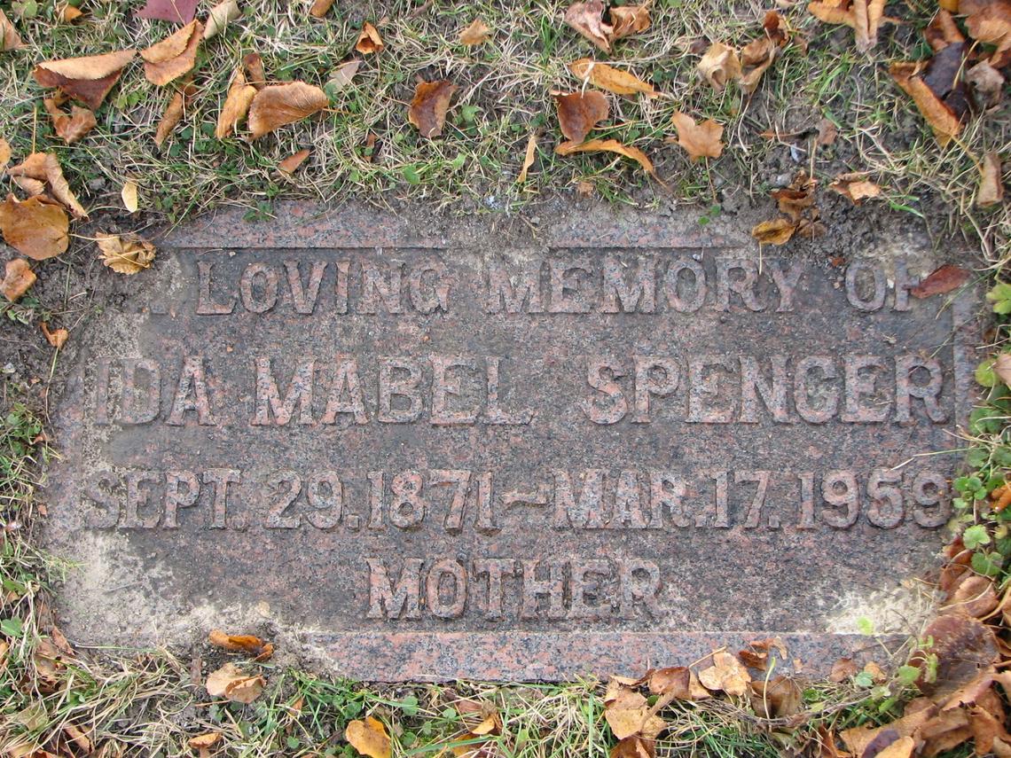 Ida Mabel Spencer 1871-1959 Sect D lot 9