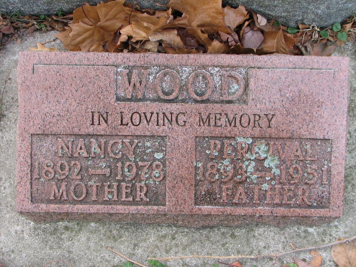 Nancy Wood 1892-1978 _ Percival Wood 1893-1951 Sect E row 3