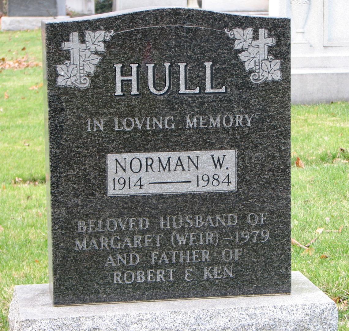 Norman W. HULL 1914-1984_Spouse Margaret WEIR 1979_ Robert & Ken