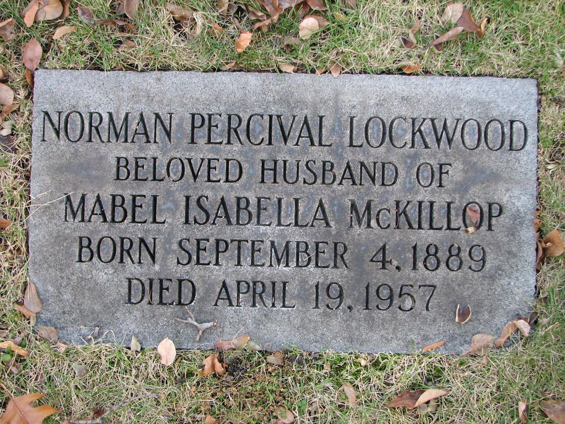 Mabel Isabella McKillop - spouse Norman Lockwood